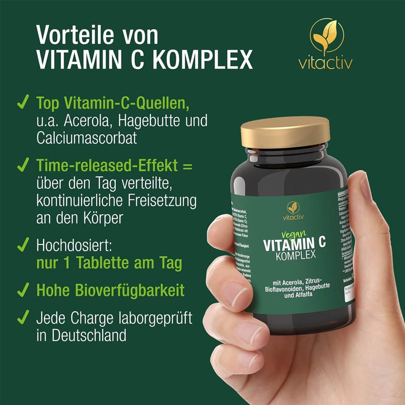 حميل الصورة في عارض المعرض ، فيتامين سي كومبلكس 1000ملج 100 قرص - Vitactiv VITAMIN C Complex 1000 mg 100 Tablets
