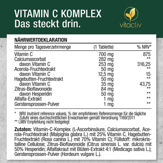 فيتامين سي كومبلكس 1000ملج 100 قرص - Vitactiv VITAMIN C Complex 1000 mg 100 Tablets