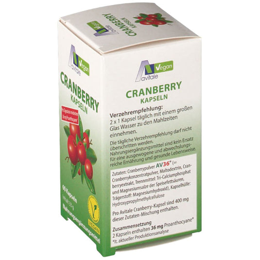 كرانبيري 400 ملج 60 كبسول نباتي - Avitale CRANBERRY 400 mg 60 Vegan Caps - GermanVit - Saudi arabia