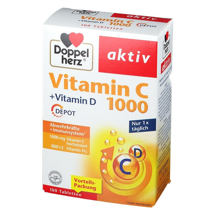 دوبل هيرز فيتامين سي 1000 ملج 100 قرص - Doppelherz aktiv Vitamin C 1000 mg 100 Tabs - GermanVit - Saudi arabia